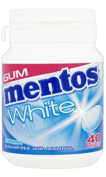 MENTOS GUM WHITE SUGAR FREE PEPPERMINT BOTTLES 6X40pcs