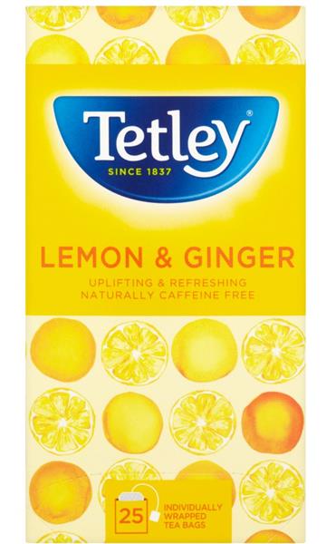 TETLEY LEMON & GINGER TEA BAGS 6X25s