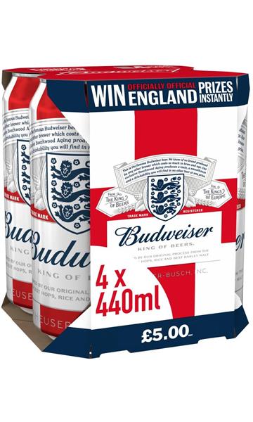 BUDWEISER LAGER BEER 6X4X440ml CANS